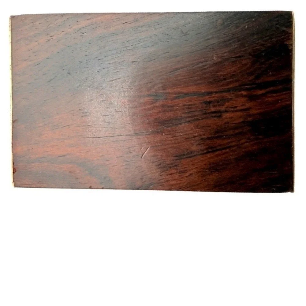 Mini Rosewood Trinket Pill Stash Box Brass Inlay Hand Crafted Vintage India 70s